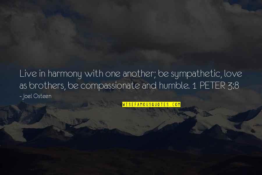 Brothers Love Quotes By Joel Osteen: Live in harmony with one another; be sympathetic,