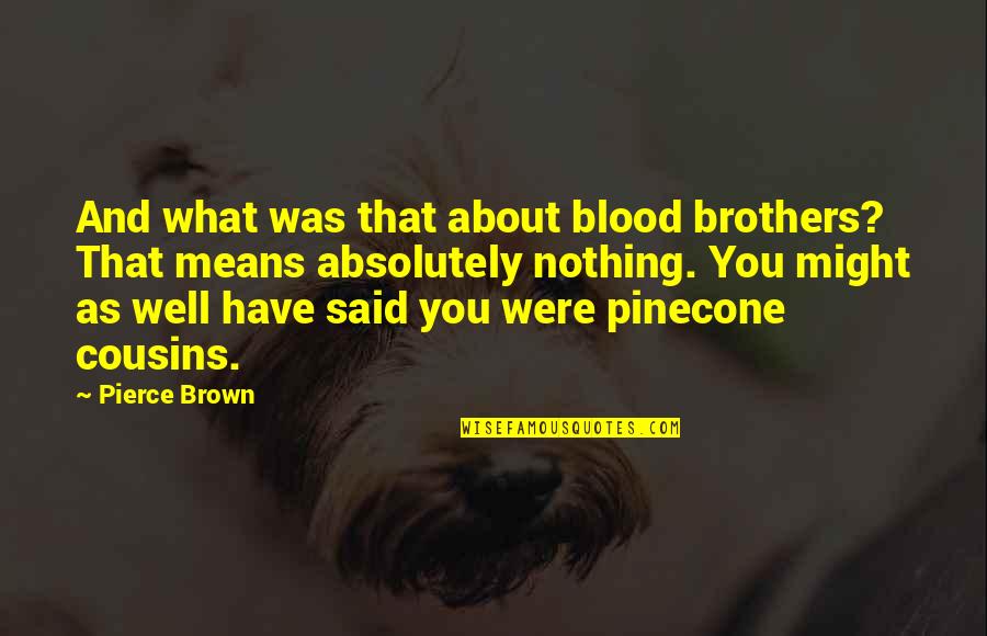 Brothers Not By Blood Quotes By Pierce Brown: And what was that about blood brothers? That