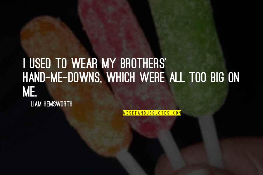 Brothers To Brothers Quotes By Liam Hemsworth: I used to wear my brothers' hand-me-downs, which