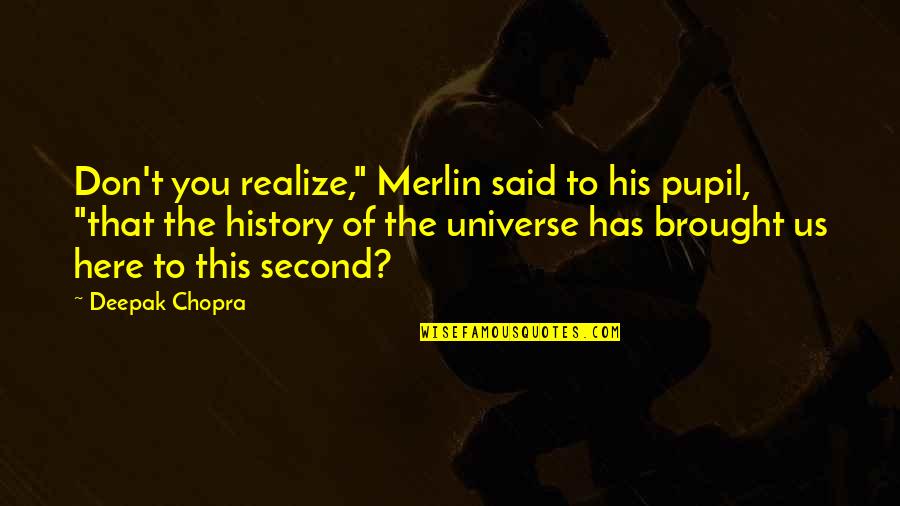 Brought Us Quotes By Deepak Chopra: Don't you realize," Merlin said to his pupil, Brought Us Quotes By Deepak Chopra: Don't you realize," Merlin said to his pupil,