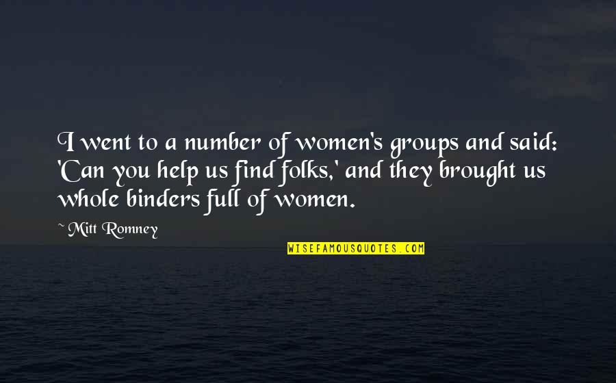 Brought Us Quotes By Mitt Romney: I went to a number of women's groups Brought Us Quotes By Mitt Romney: I went to a number of women's groups