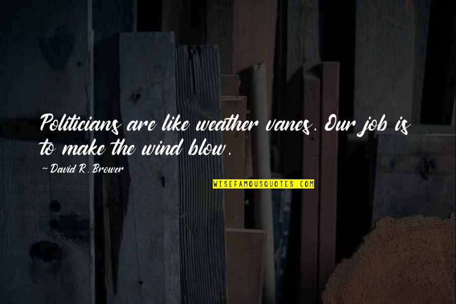 Brower Quotes By David R. Brower: Politicians are like weather vanes. Our job is