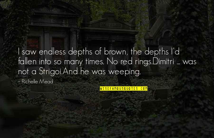 Brown And Brown Quotes By Richelle Mead: I saw endless depths of brown, the depths
