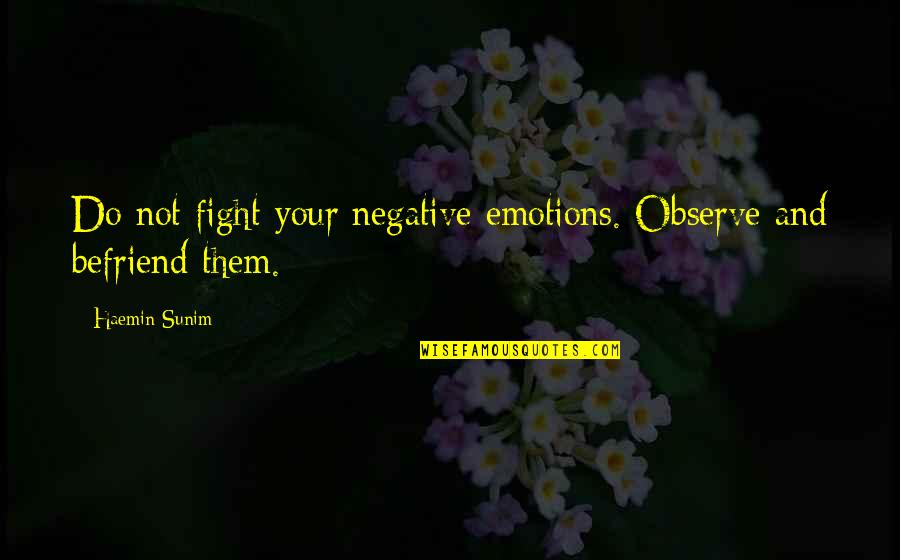 Brown Noser Quotes By Haemin Sunim: Do not fight your negative emotions. Observe and