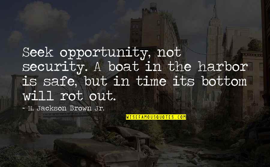 Brown Out Quotes By H. Jackson Brown Jr.: Seek opportunity, not security. A boat in the