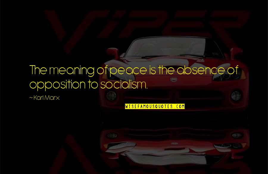 Brownrigg Tire Quotes By Karl Marx: The meaning of peace is the absence of