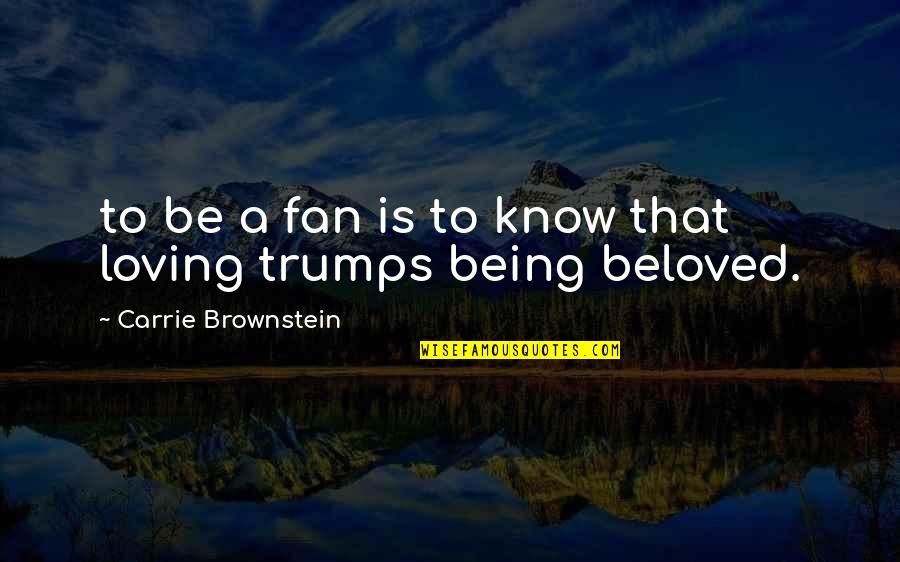 Brownstein's Quotes By Carrie Brownstein: to be a fan is to know that