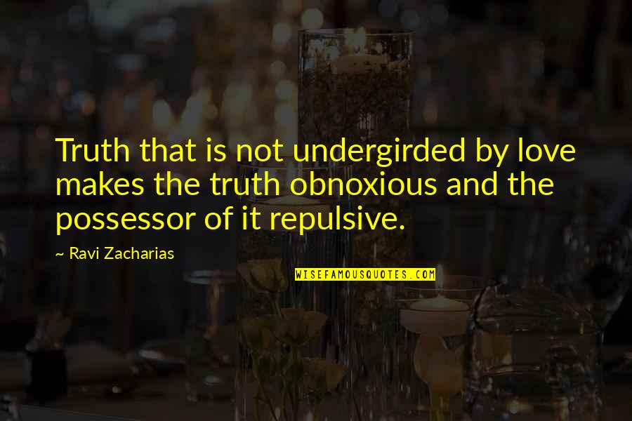 Broyles Quotes By Ravi Zacharias: Truth that is not undergirded by love makes Broyles Quotes By Ravi Zacharias: Truth that is not undergirded by love makes