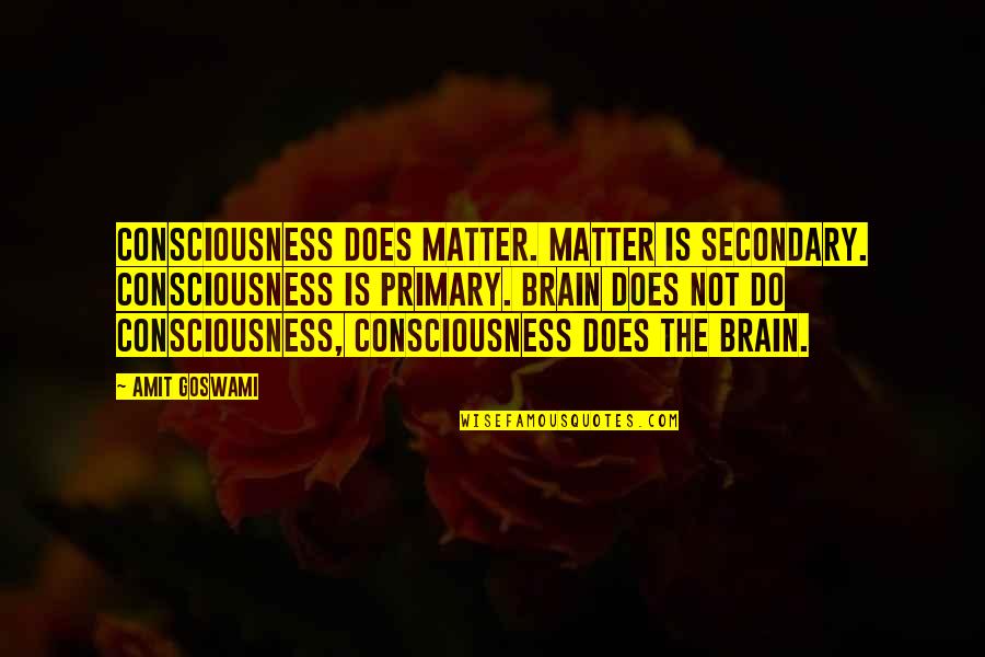 Brstina Goran Quotes By Amit Goswami: Consciousness does matter. Matter is secondary. Consciousness is