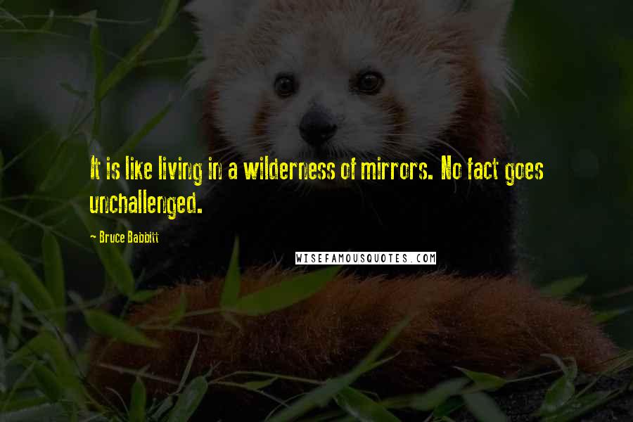 Bruce Babbitt quotes: It is like living in a wilderness of mirrors. No fact goes unchallenged.