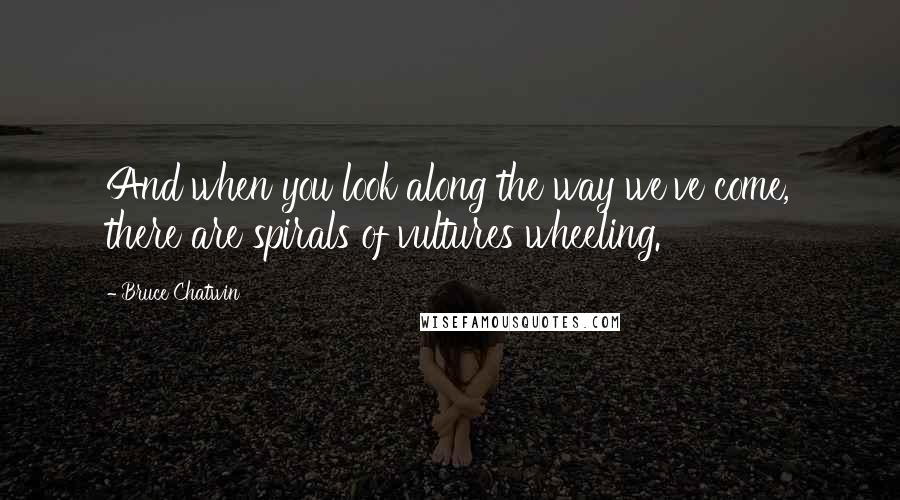 Bruce Chatwin quotes: And when you look along the way we've come, there are spirals of vultures wheeling.