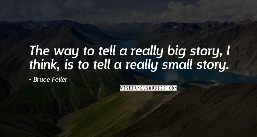 Bruce Feiler quotes: The way to tell a really big story, I think, is to tell a really small story.