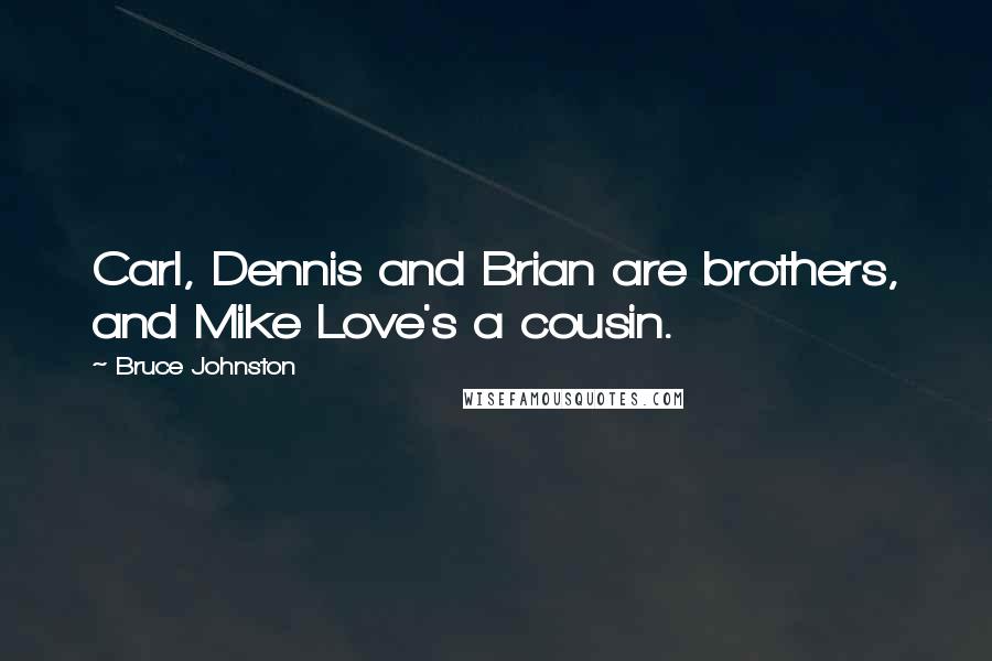 Bruce Johnston quotes: Carl, Dennis and Brian are brothers, and Mike Love's a cousin.