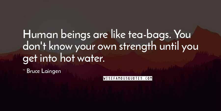 Bruce Laingen quotes: Human beings are like tea-bags. You don't know your own strength until you get into hot water.