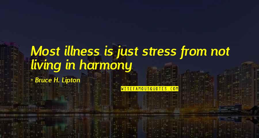 Bruce Lipton Quotes By Bruce H. Lipton: Most illness is just stress from not living