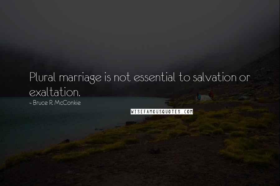 Bruce R. McConkie quotes: Plural marriage is not essential to salvation or exaltation.