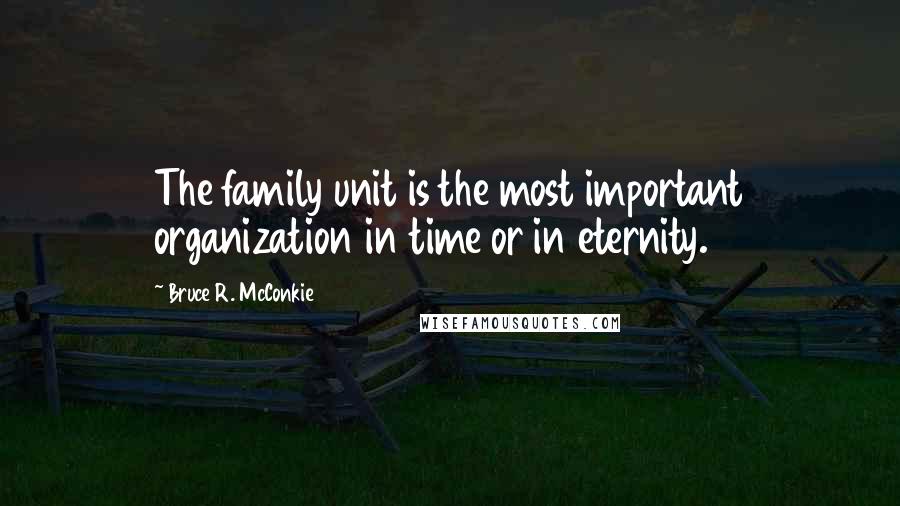 Bruce R. McConkie quotes: The family unit is the most important organization in time or in eternity.