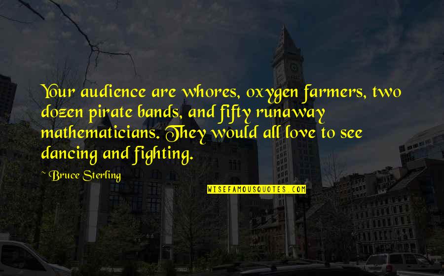 Bruce Sterling Quotes By Bruce Sterling: Your audience are whores, oxygen farmers, two dozen