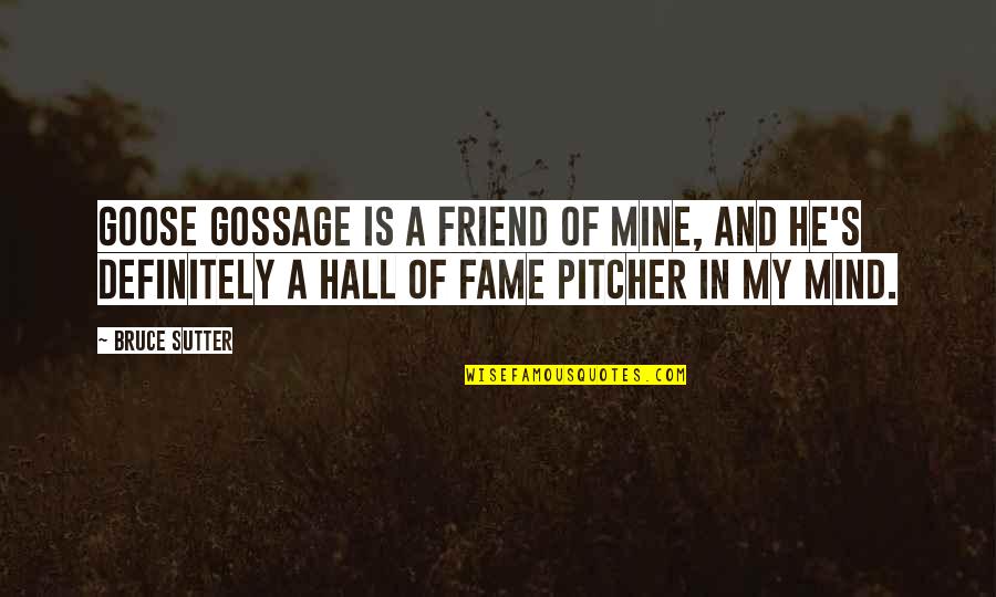 Bruce Sutter Quotes By Bruce Sutter: Goose Gossage is a friend of mine, and