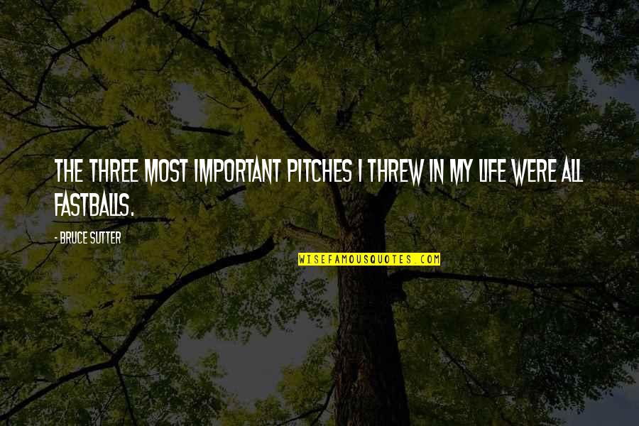 Bruce Sutter Quotes By Bruce Sutter: The three most important pitches I threw in