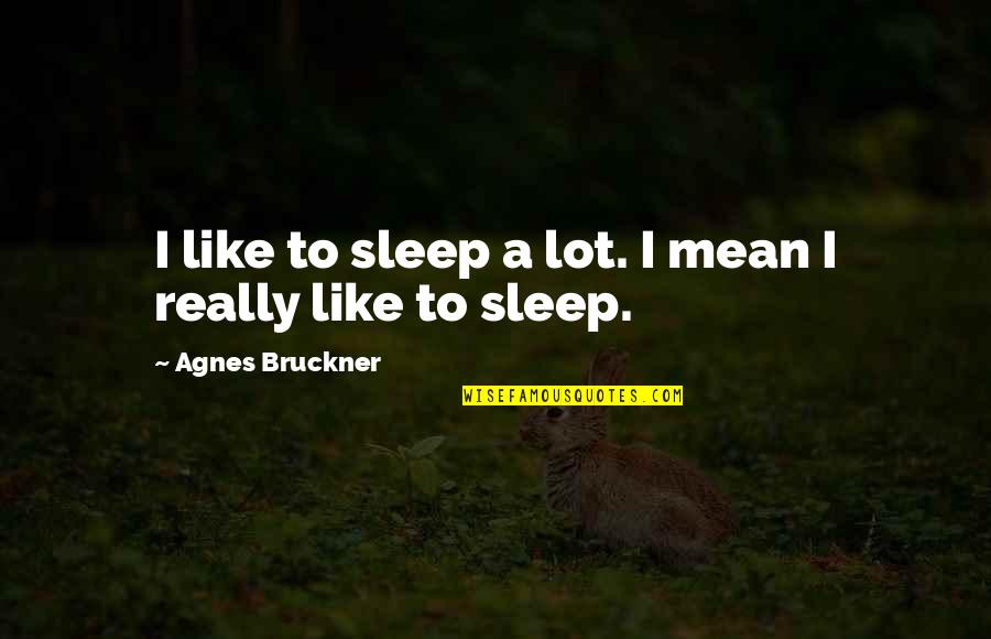 Bruckner Quotes By Agnes Bruckner: I like to sleep a lot. I mean