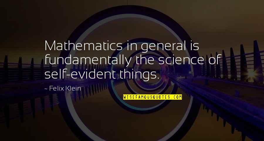 Bruders Machine Quotes By Felix Klein: Mathematics in general is fundamentally the science of