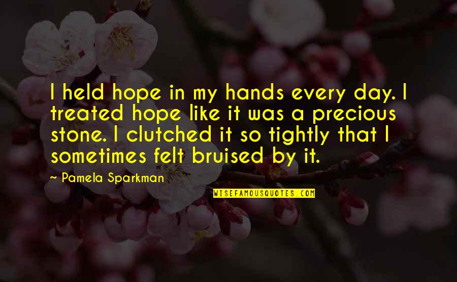 Bruised But Quotes By Pamela Sparkman: I held hope in my hands every day.