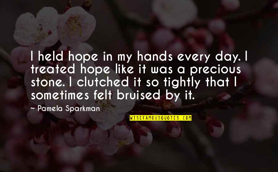 Bruised Quotes By Pamela Sparkman: I held hope in my hands every day.