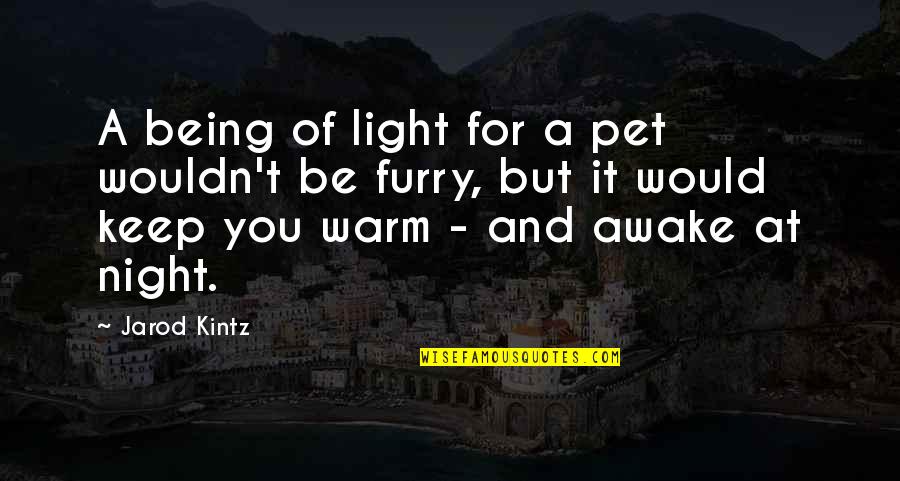 Bruiters Quotes By Jarod Kintz: A being of light for a pet wouldn't