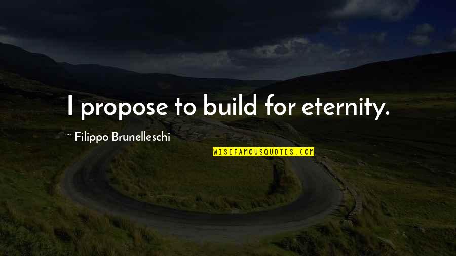 Brunelleschi Quotes By Filippo Brunelleschi: I propose to build for eternity.