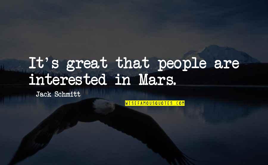 Bruno Zevi Quotes By Jack Schmitt: It's great that people are interested in Mars. Bruno Zevi Quotes By Jack Schmitt: It's great that people are interested in Mars.
