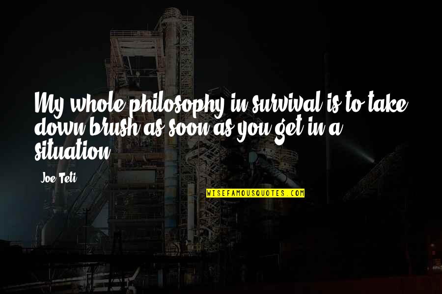 Brushes Quotes By Joe Teti: My whole philosophy in survival is to take