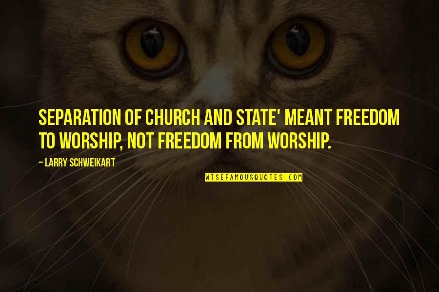Brushful Quotes By Larry Schweikart: Separation of church and state' meant freedom to