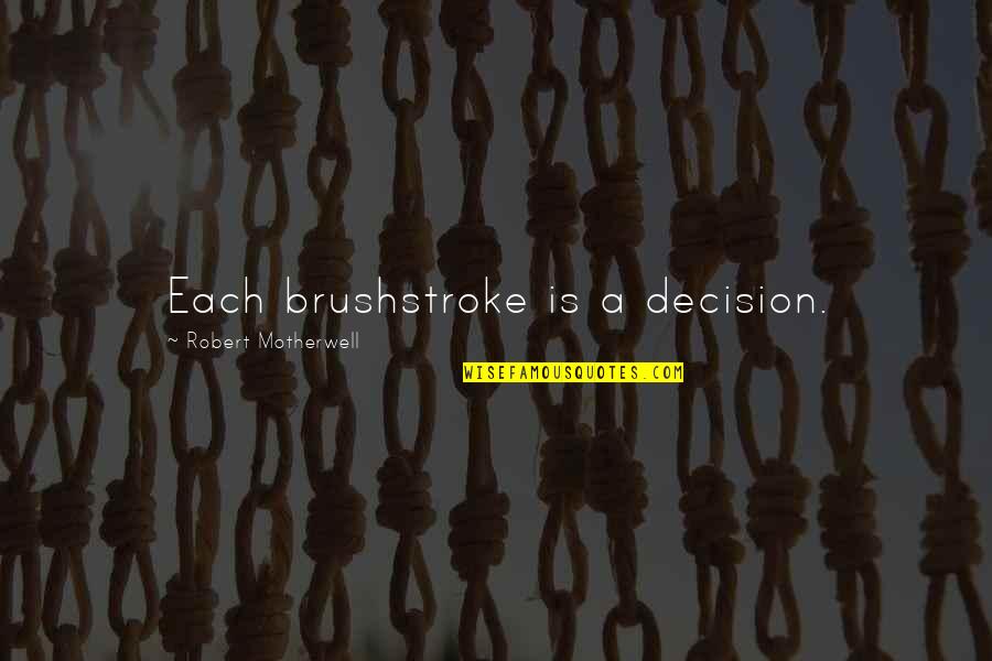 Brushstroke Quotes By Robert Motherwell: Each brushstroke is a decision.