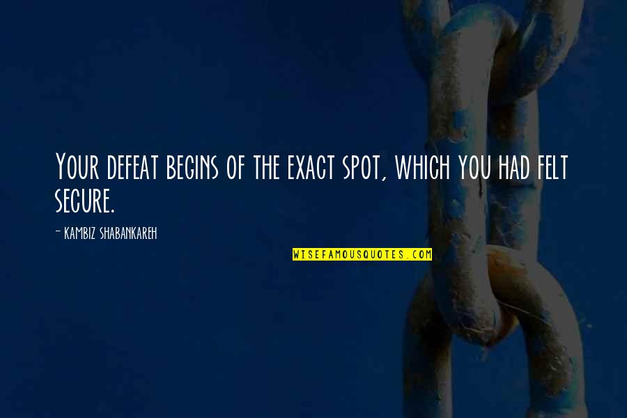 Brussenwerking Quotes By Kambiz Shabankareh: Your defeat begins of the exact spot, which