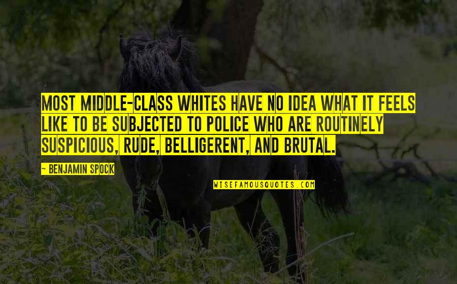 Brutality Quotes By Benjamin Spock: Most middle-class whites have no idea what it