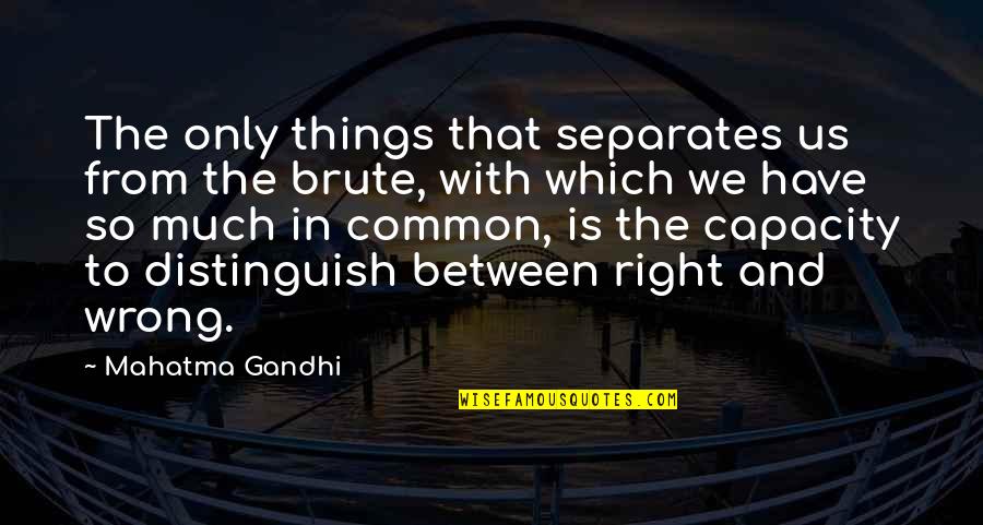 Brutes Quotes By Mahatma Gandhi: The only things that separates us from the