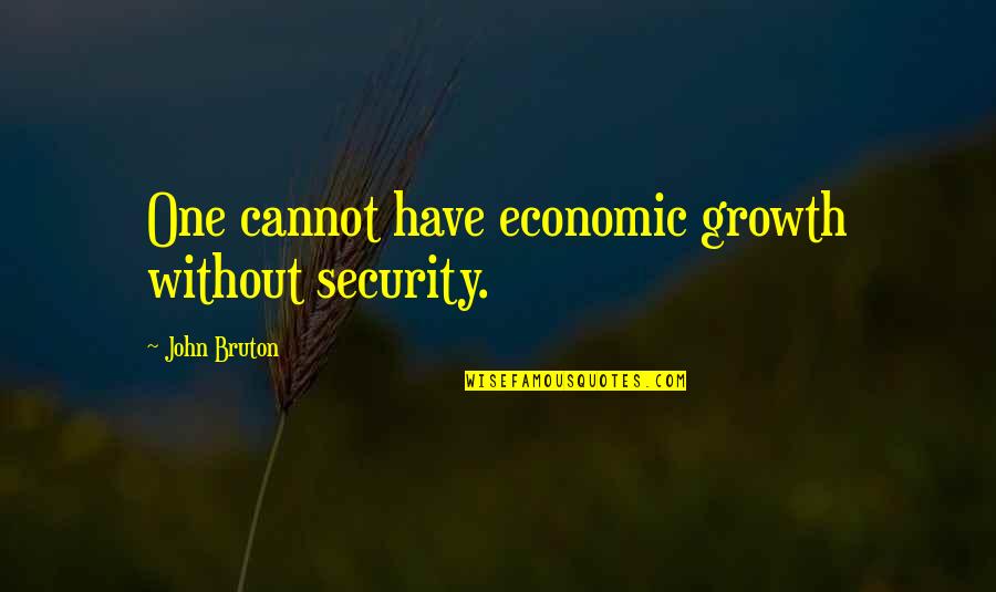 Bruton Quotes By John Bruton: One cannot have economic growth without security.