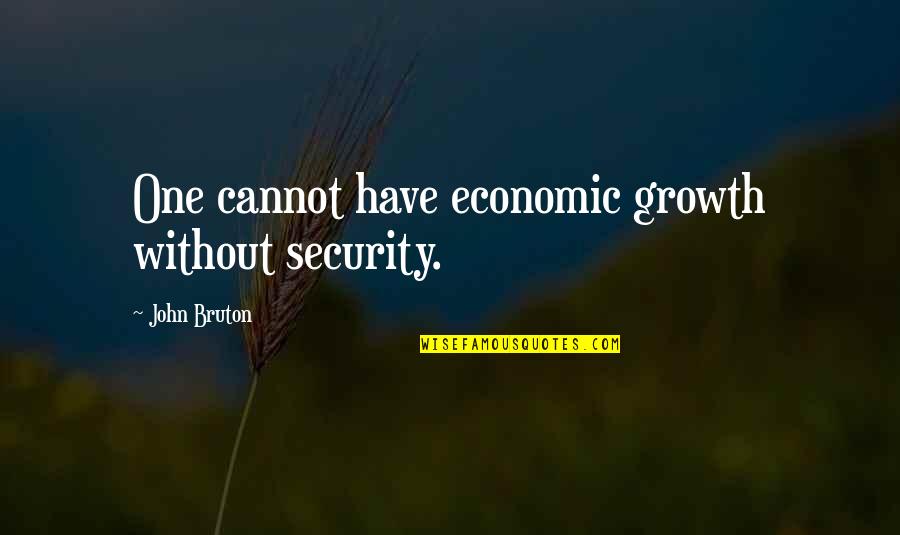 Bruton's Quotes By John Bruton: One cannot have economic growth without security.