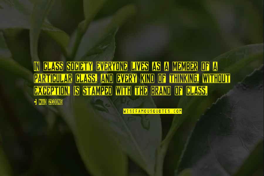 Bruxelles Formation Quotes By Mao Zedong: In class society everyone lives as a member