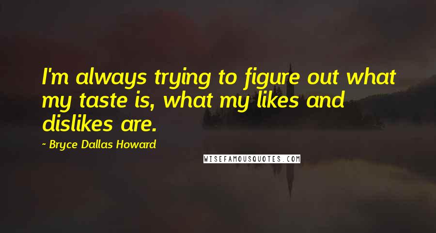 Bryce Dallas Howard quotes: I'm always trying to figure out what my taste is, what my likes and dislikes are.