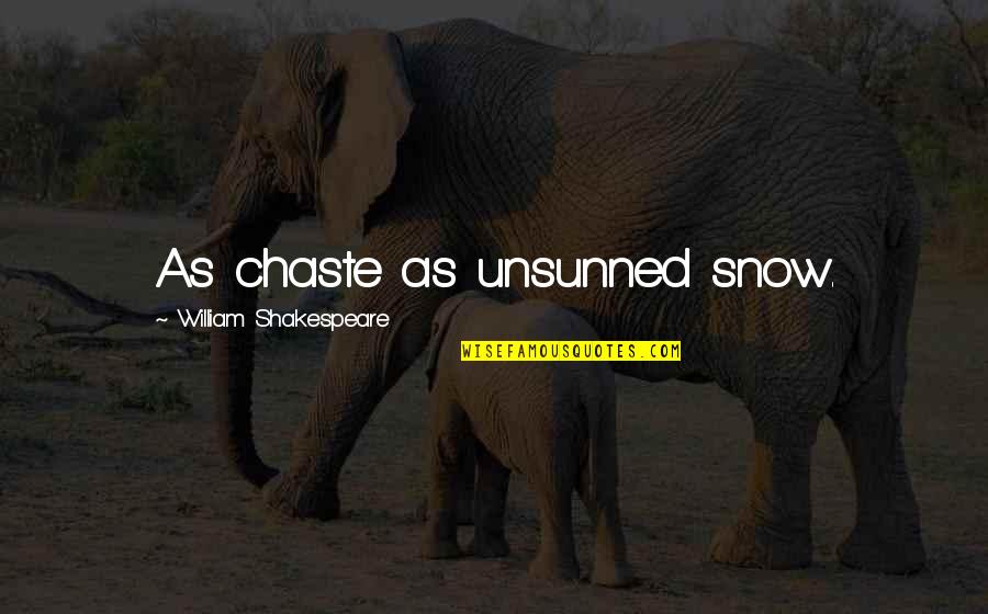 Brynmor Jones Quotes By William Shakespeare: As chaste as unsunned snow. Brynmor Jones Quotes By William Shakespeare: As chaste as unsunned snow.
