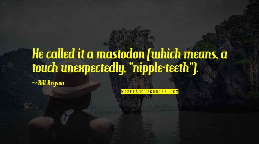 Bryson Quotes By Bill Bryson: He called it a mastodon (which means, a