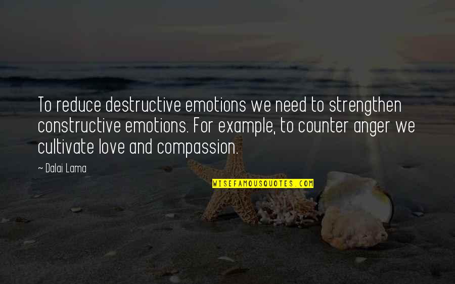 Bsg Apollo Quotes By Dalai Lama: To reduce destructive emotions we need to strengthen Bsg Apollo Quotes By Dalai Lama: To reduce destructive emotions we need to strengthen