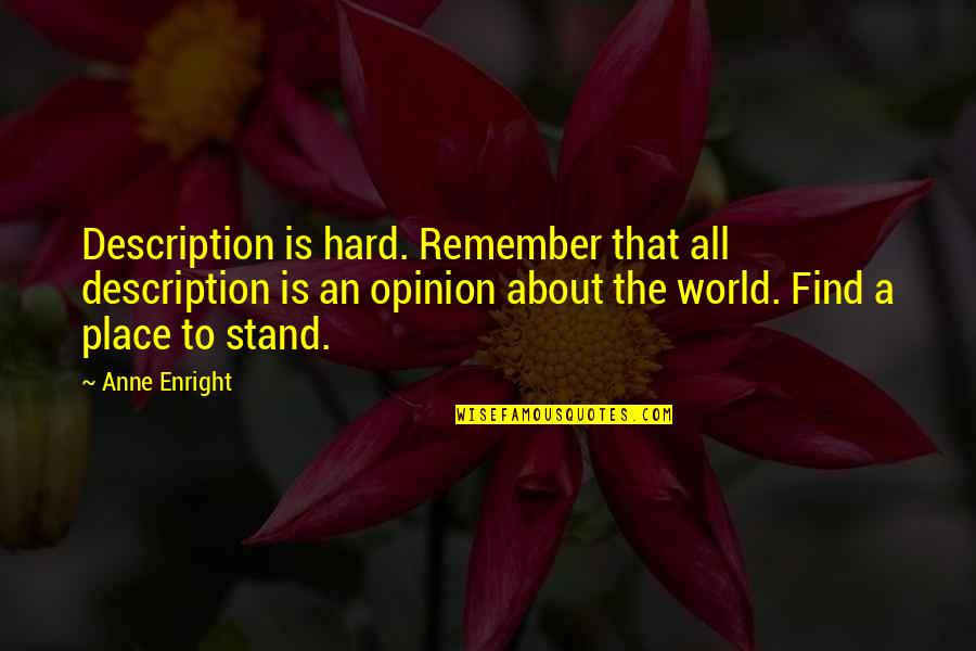 Bturnoverball Quotes By Anne Enright: Description is hard. Remember that all description is Bturnoverball Quotes By Anne Enright: Description is hard. Remember that all description is