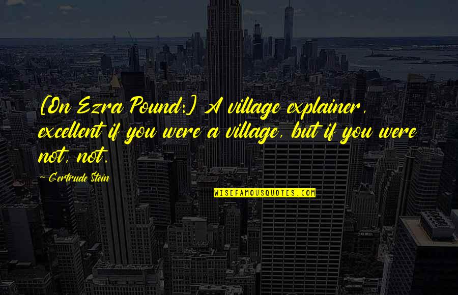 Bubba Skinner Quotes By Gertrude Stein: [On Ezra Pound:] A village explainer, excellent if