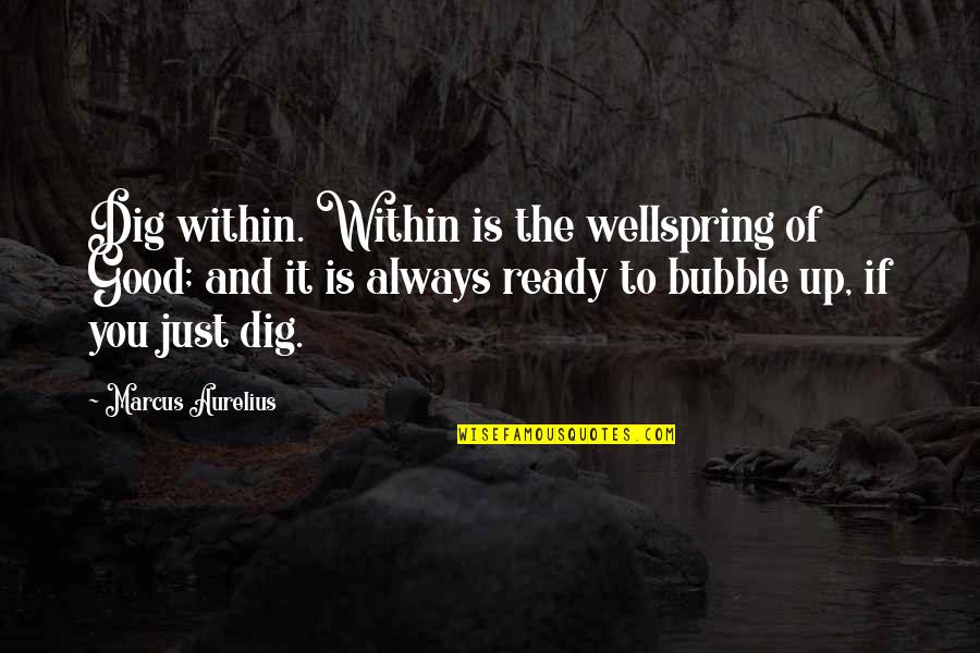 Bubble Quotes By Marcus Aurelius: Dig within. Within is the wellspring of Good;