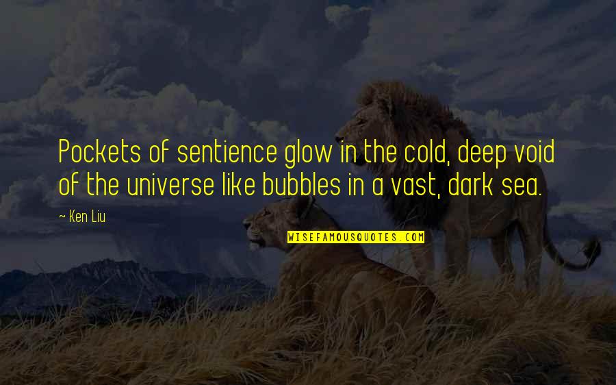 Bubbles For Quotes By Ken Liu: Pockets of sentience glow in the cold, deep