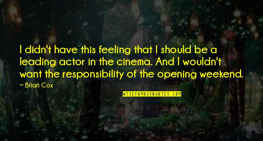 Bubbles Tumblr Quotes By Brian Cox: I didn't have this feeling that I should