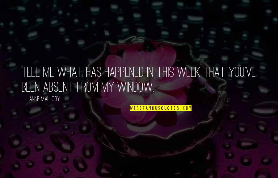 Bubier Meats Quotes By Anne Mallory: Tell me what has happened in this week